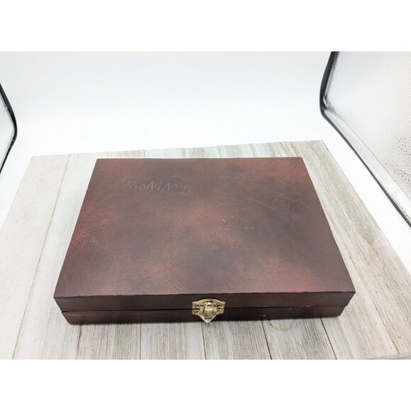 Vintage Backgammon Complete Small Travel Faux Leather Board Game - Picture 9 of 10